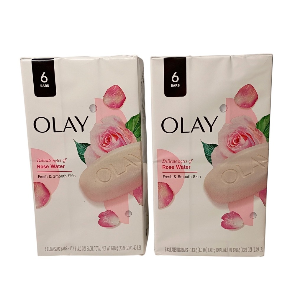 Olay Rose Water Delicate Notes Cleansing Soap Fresh Smooth Skin 12 Bars New